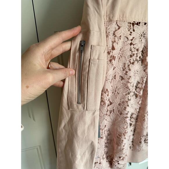 Chelsea28 Pink Lace Back Bomber Jacket Valentine - Picture 7 of 12